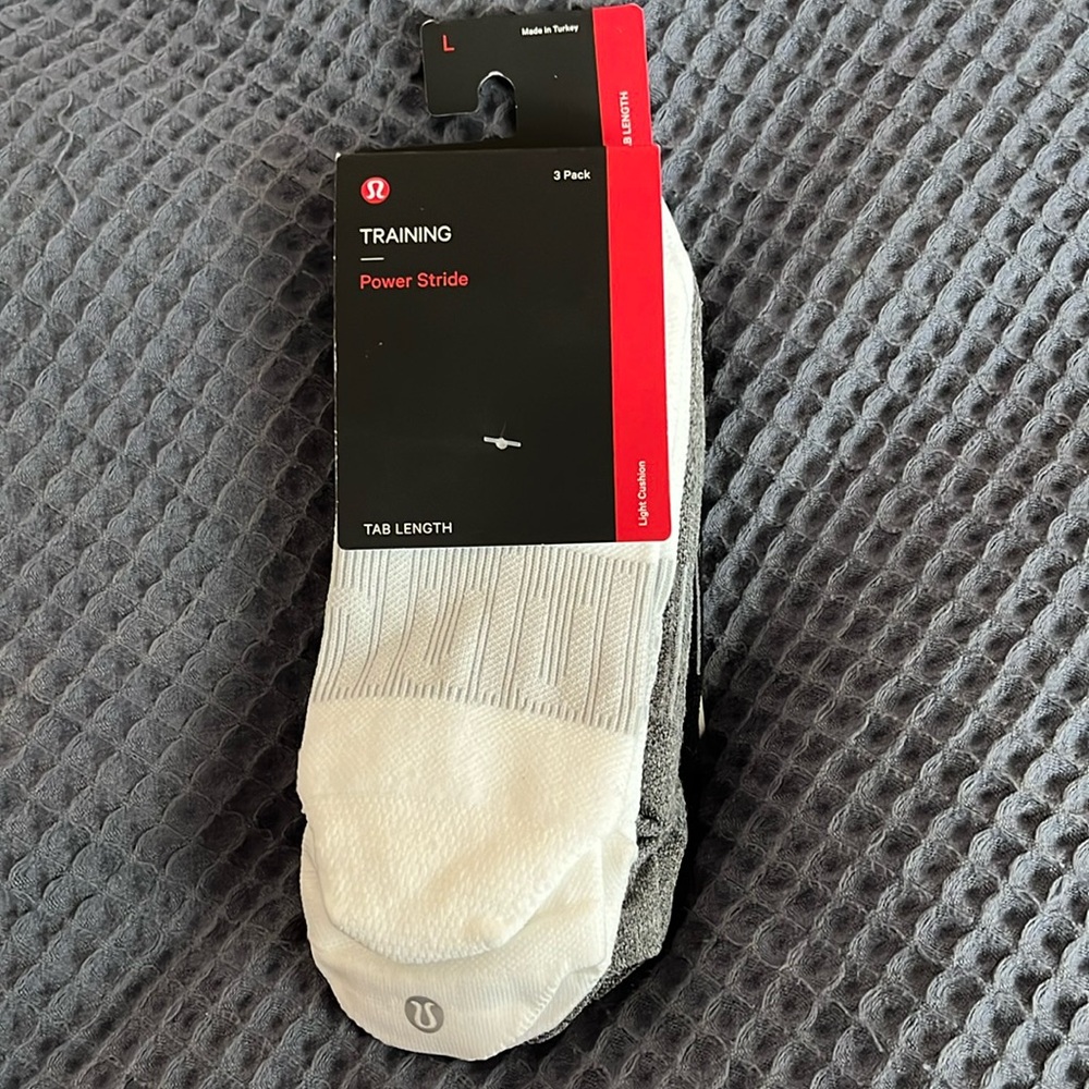 Lululemon Power Stride Tab Length Socks - Large (9.5-12) - 3 pack
